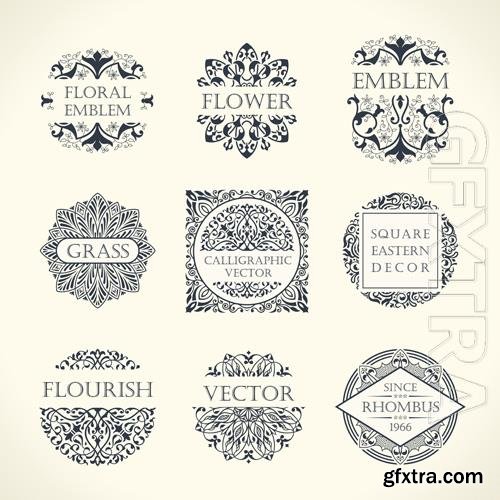 Vector luxurious vintage emblems and design frames