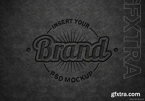 PSD engraved logo effect in concrete stone mockup