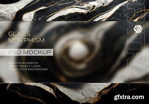 PSD glass morphism web banner on marble stone mockup