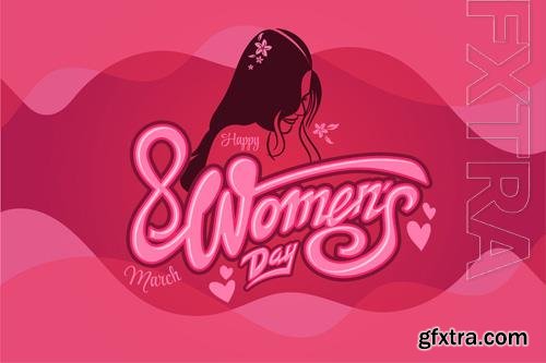 Vector happy women day greeting with beauty woman illustration and typography arts