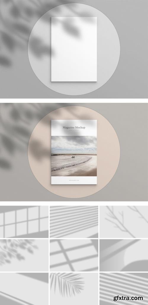 Magazine Cover Mockup on Circle Background 546516107