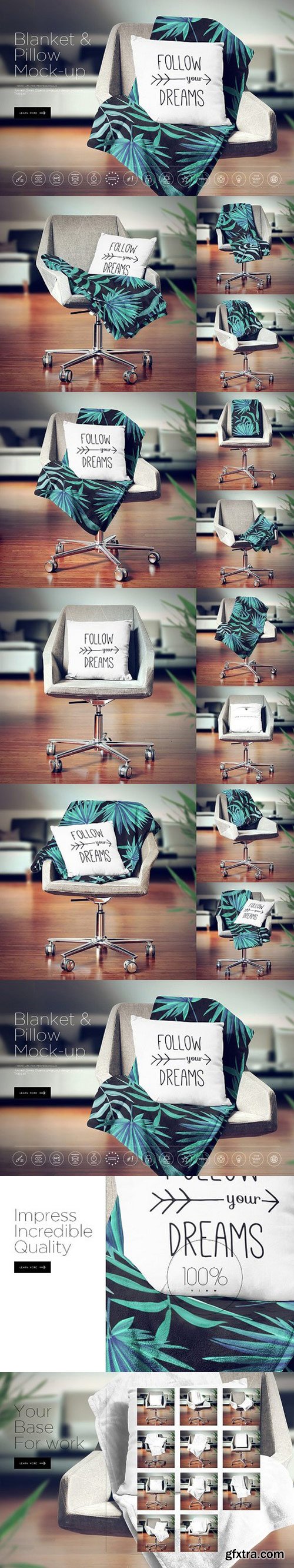 Blanket Pillow On Chair Mockup