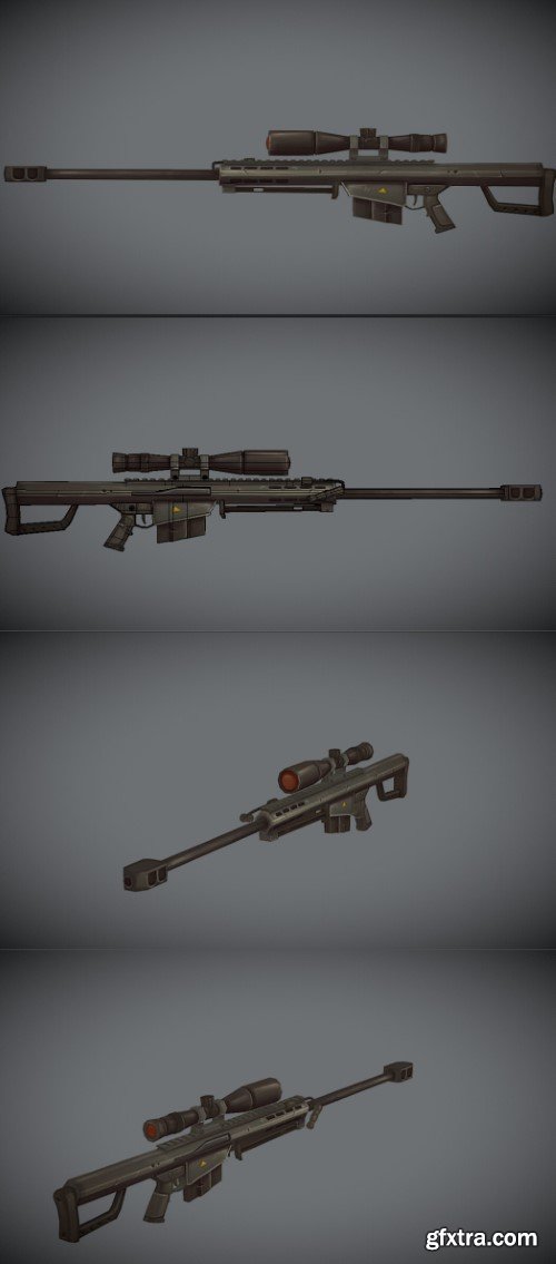 Low poly Barrett M82 Stylized