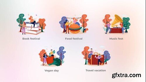 Videohive Various festivals - Flat concepts 43568938