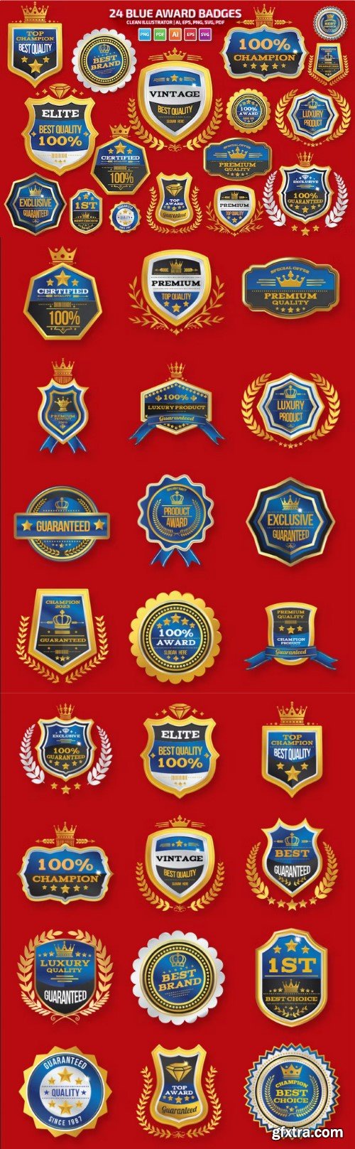 24 Award Warranty Badges Design