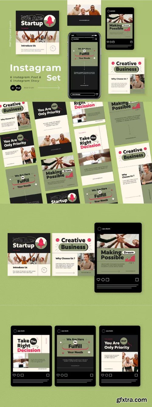 Green Modern Business Start Up Instagram Pack