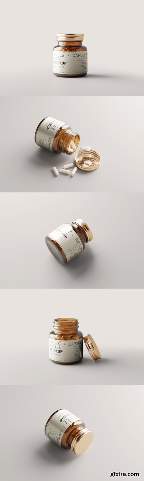 Amber glass pills bottle mockup