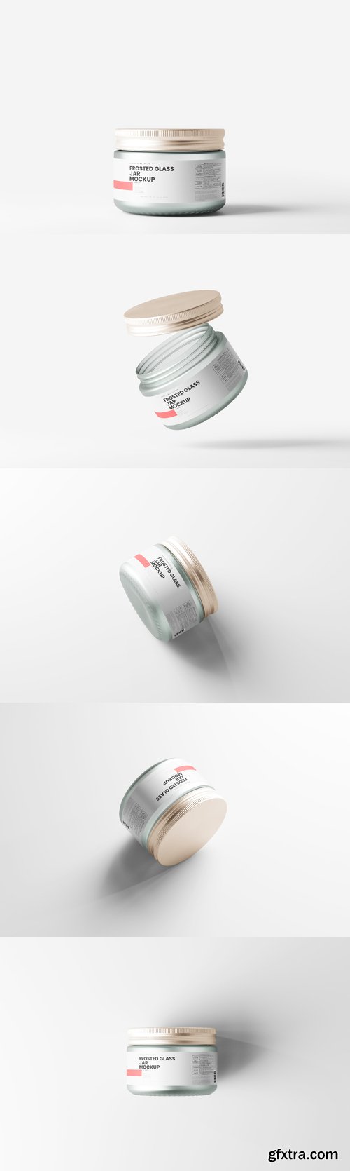 Frosted glass jar mockups with metal lid