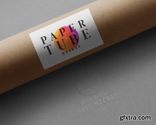 Paper tube stationery logo mockup