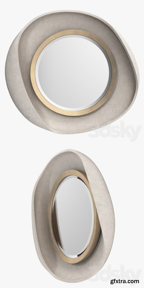 R & Y Augousti – Petal mirror in cream shagreen