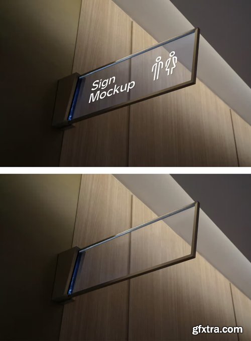 Realistic Transparent Glass Rectangle Sign - PSD Mockup