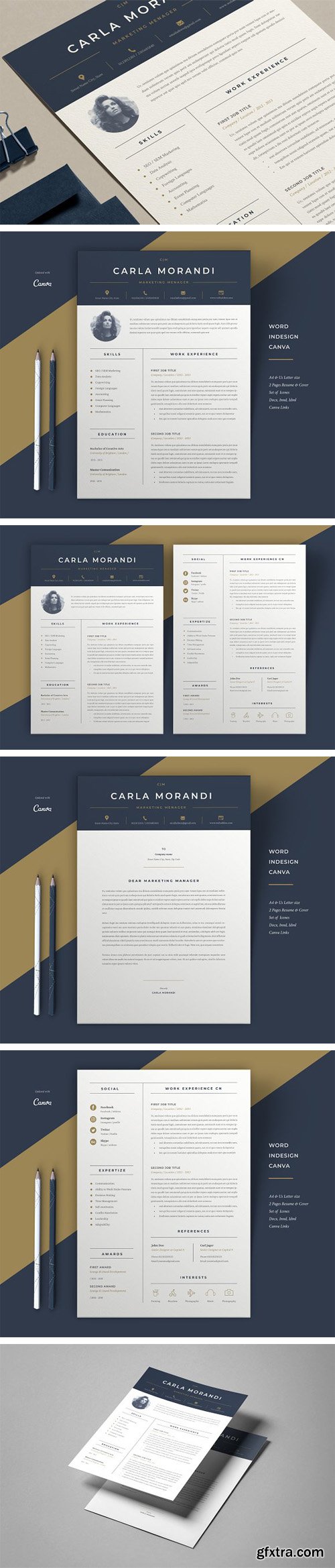 Carla - Minimal Resume Template + Cover Letter [A4/US Letter]