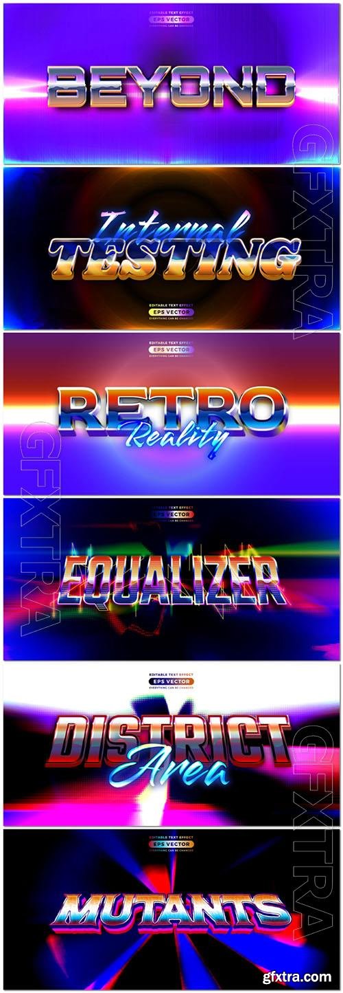 Vector retro text effect real young futuristic editable 80s classic style vol 5