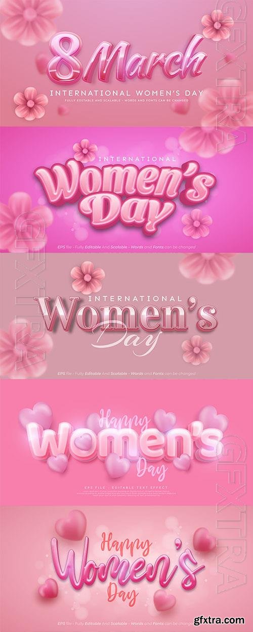 Vector happy women's day text effect editable three dimension text style