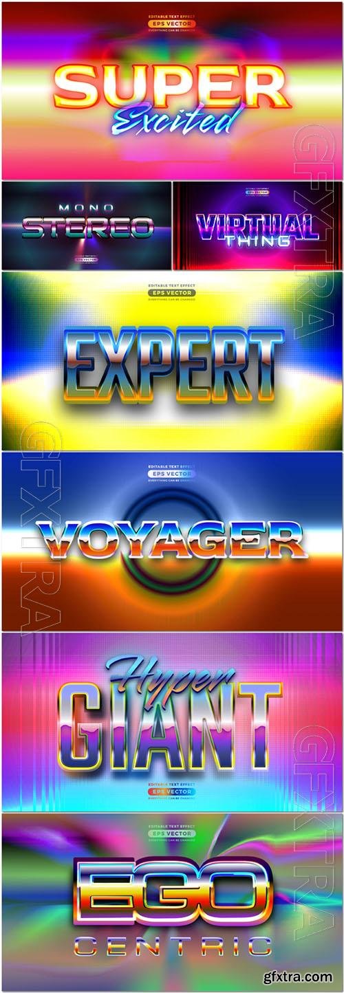 Vector retro text effect real young futuristic editable 80s classic style vol 3