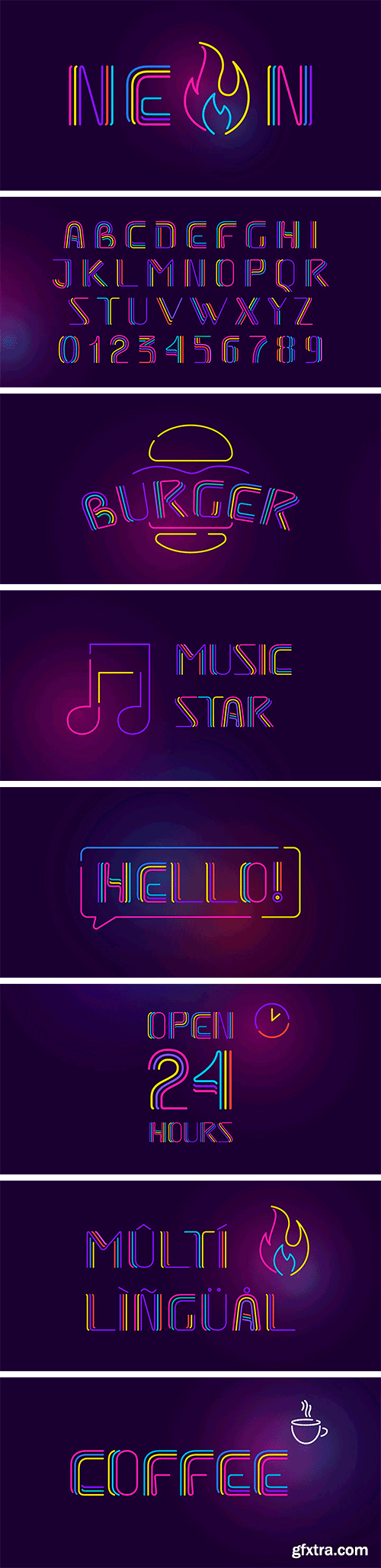 Three Neon Lines Font Family