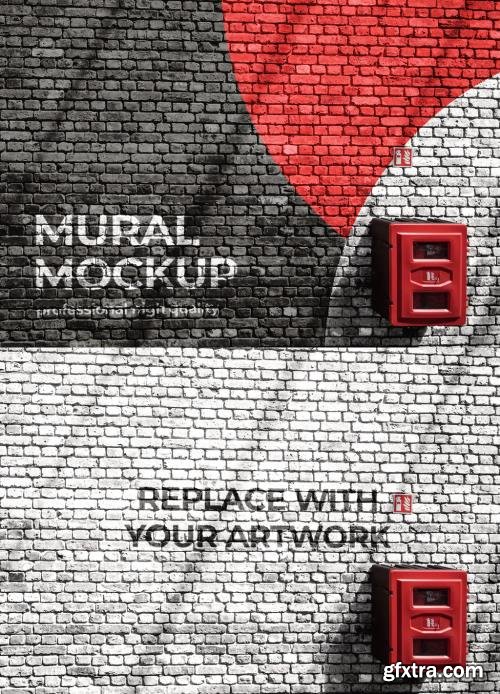 Mural Street Outdoor Poster Mockup on Brick Wall 545815350