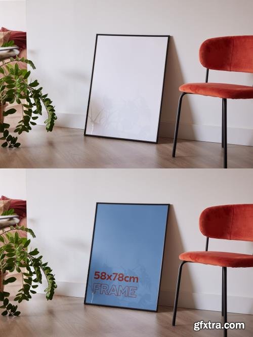 Big Frame Mockup Leaning on a Wall at Home 537188433