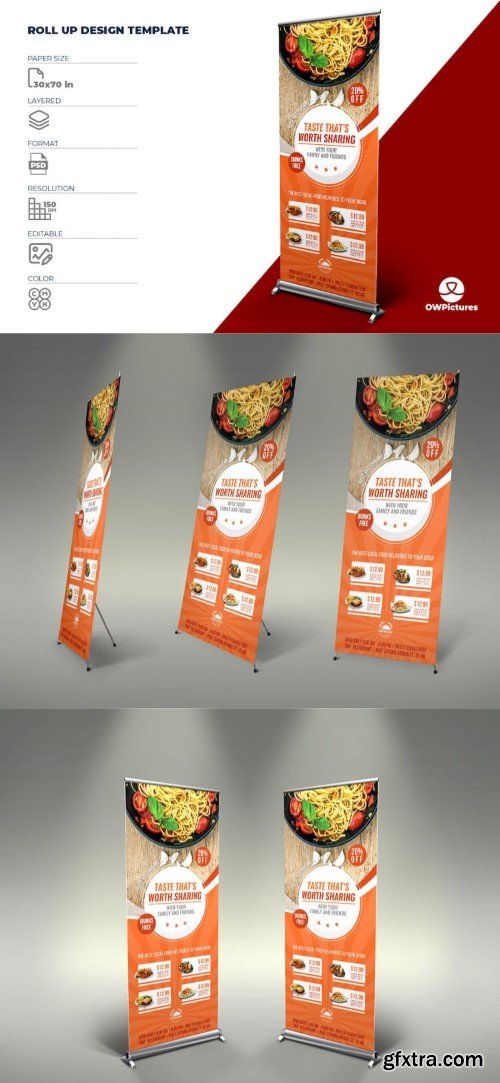 Restaurant Rollup Signage Banner Template