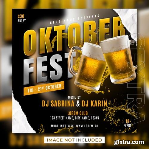 PSD oktoberfest party flyer social media post template banner