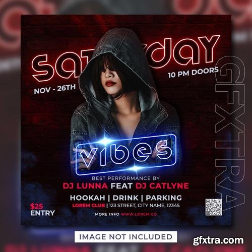 PSD dj club party flyer social media post template banner design