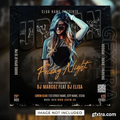 PSD dj club party flyer social media post template banner vol 7