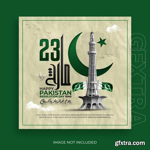 PSD 23rd march pakistan day social media post template