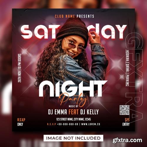 PSD dj club party flyer social media post template banner vol 13