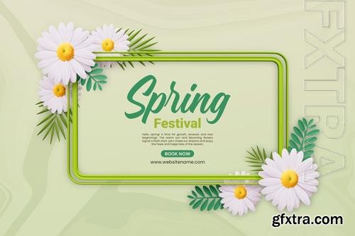 PSD spring festival floral frame design template with colorful flowers
