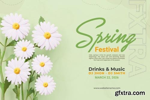 PSD spring festival floral banner design template in flowers