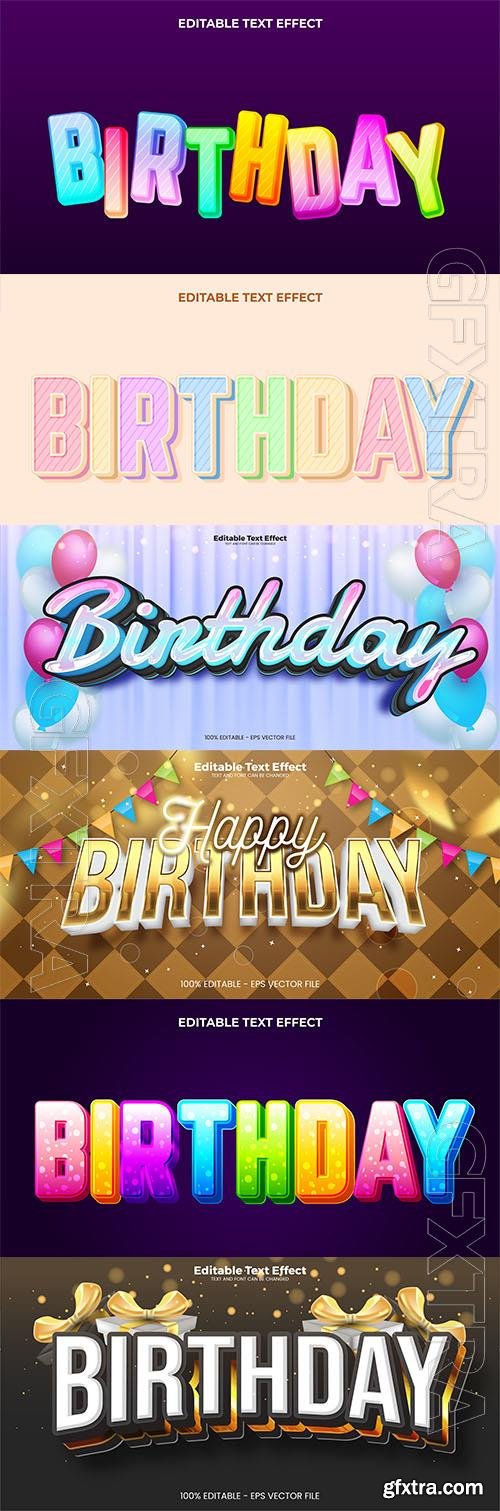 Vector happy birthday editable text effect in modern trend style