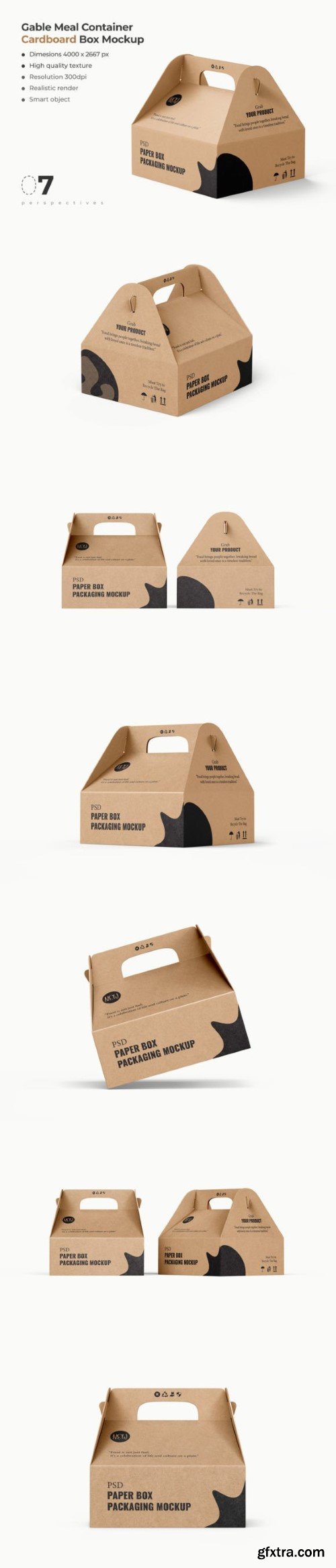 Gable Meal Food Cardboard Box Mockup