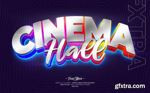 PSD cinema hall 3d custom text effect with led light rgb colorfull