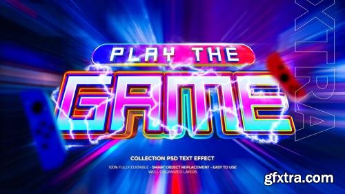 PSD play the game rgb color lighting style 3d custom text effect with thunderbolt