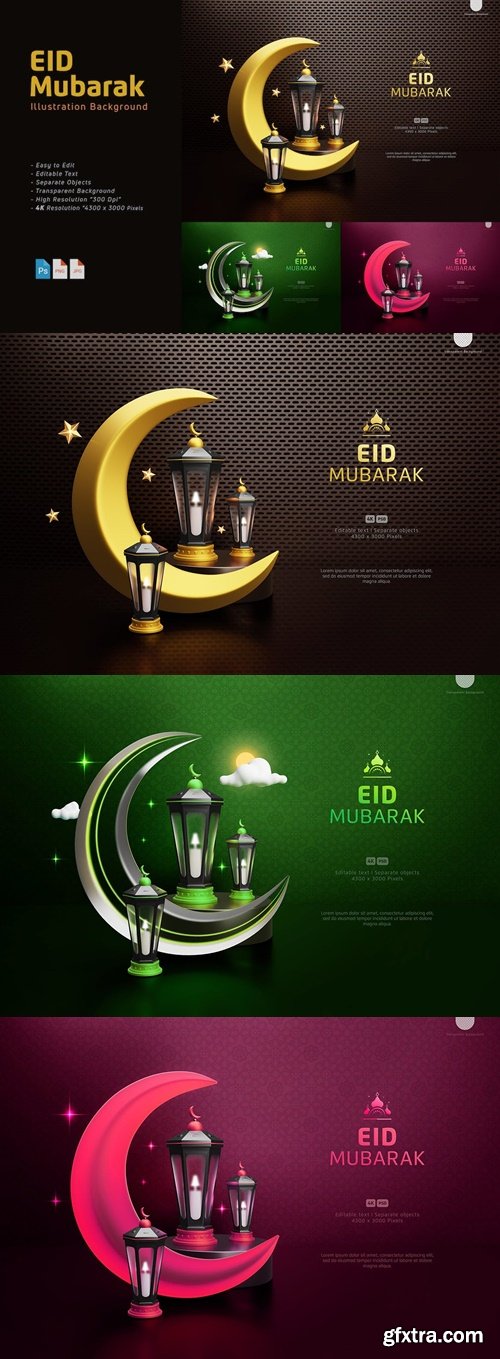 Eid Mubarak 3D Illustration Background 7CBH8VA