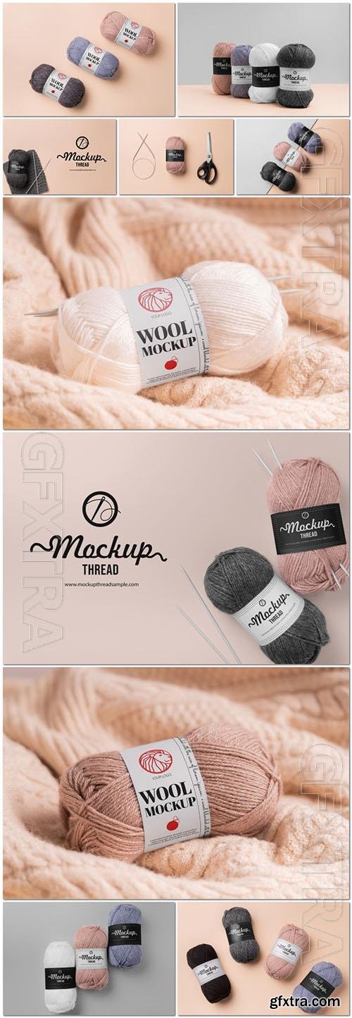 Set thread branding psd mockup