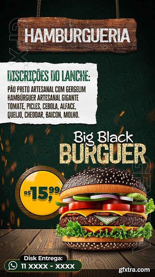 PSD story social media big black burguer use in brazil