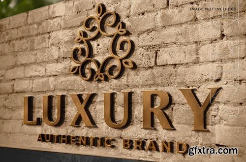 PSD 3d brick wall metal logo mockup stylish template design