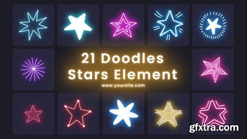 Videohive Doodles Colorful  Stars 21 Element Pack 43641700