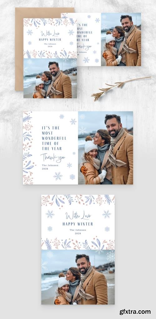 Winter Photo Card Flyer with Modern Minimal Style 530434442
