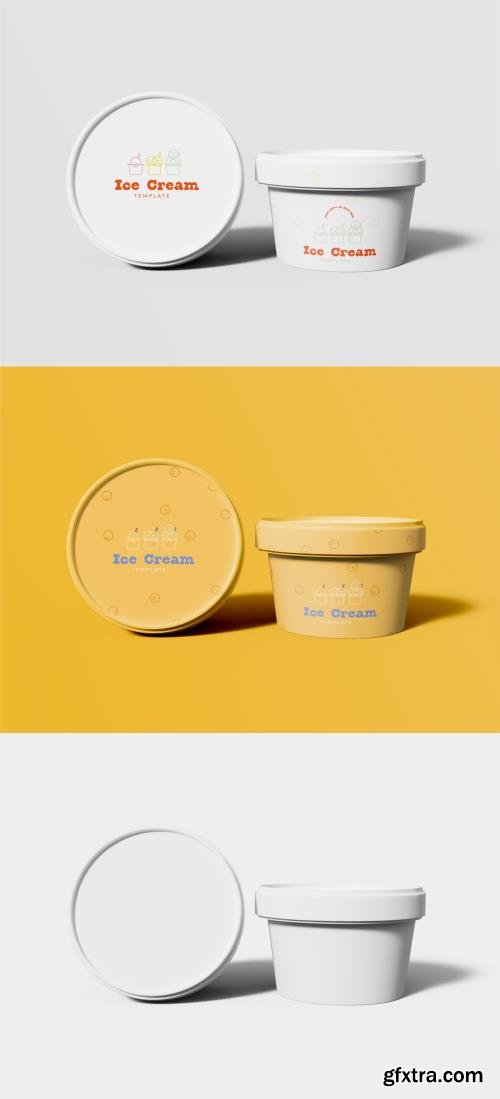 3D Two Ice Cream Paper Cups Mockup 518609215