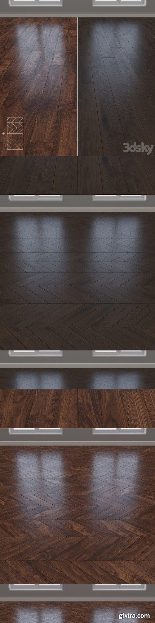 Parquet Oak 2 Types Layout Herringbone