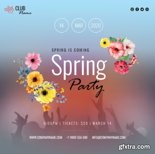 Spring party square flyer