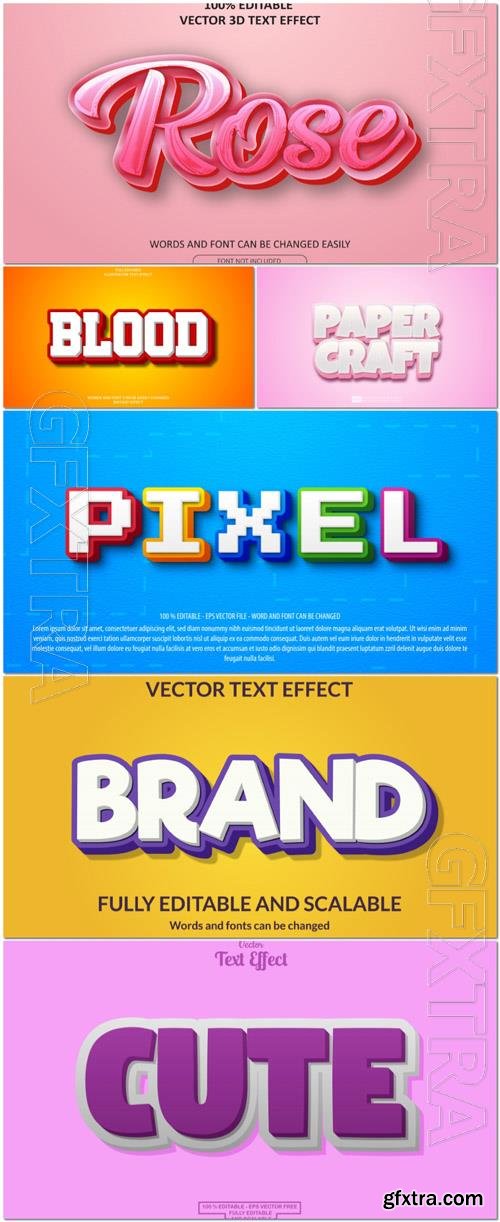 Vector 3d text editable, text effect font vol 57