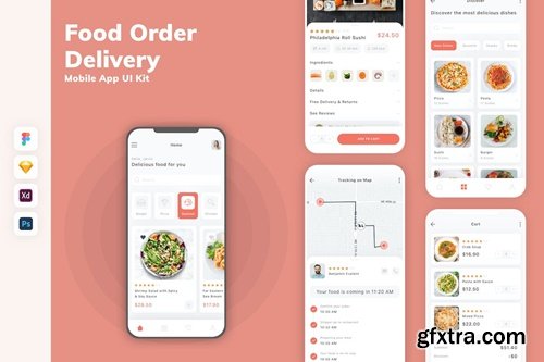 Food Order & Delivery Mobile App UI Kit WBULKTF