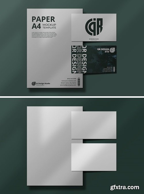 Business Card and Paper 4A Mockup 6FPG436