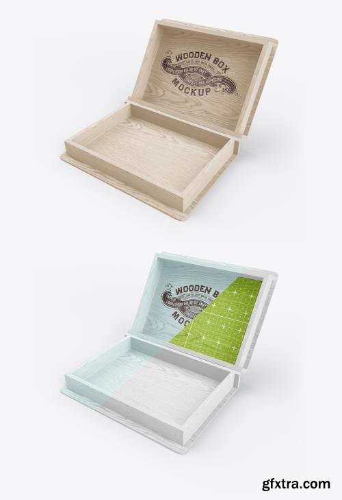 Opened Wooden Box Mockup 510948380