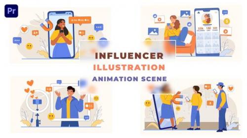 Videohive - Influencer Illustration Concept Animation Scene - 43660632 - 43660632