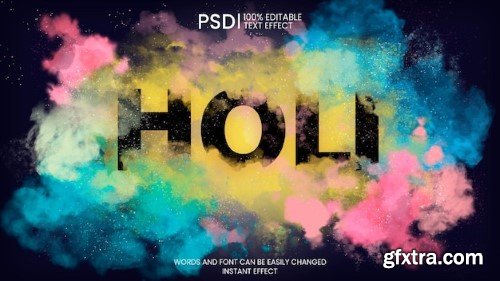 Colorful holi text effect