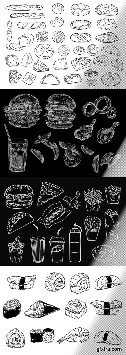 Collection of food doodles